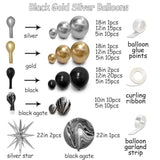 Black Gold Silver Balloon Garland Arch Kit Party Decorations