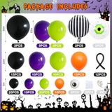 146Pc Halloween Balloon Arch Kit – Purple Green Black Orange with Eyeball Balloon