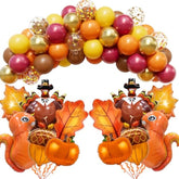 Thanksgiving Balloon Kit: Fall Maple Leaf, Pumpkin, Turkey Foil Balloons