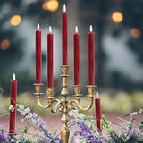 Flameless Taper Candles With Timer, 6 Pack Battery Operated Led Flickering Real Wax Red Candle For Christmas Wedding Dinner Decorations