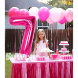 40 Inch Hot Pink 7 Number Balloon, Jumbo Foil for 7th Birthday Party Decor