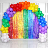 Rainbow Balloon Arch Kit Rainbow Foil Fringe Curtain Colorful Balloon Assorted Party Decoration Tinsel Metallic Streamer Holiday Photo Booth Prop Backdrop Birthday Wedding Party Decorations