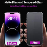 2Pcs Glitter Privacy Matte Screen Protector Suit For Iphone 13 Pro Max/Iphone 14 Plus,Diamond Anti-Spy Bling Shiny Sparkling Tempered Glass Suit For Iphone 13 Pro Max/Iphone 14 Plus 6.7Inch