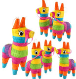 6 Pack Mini Donkey Pinatas 7.5x5.5", Rainbow Party Decoration for Cinco De Mayo, Pinatas for Fiestas, Taco, Llama Birthday, Carnival, Classroom & Table Centerpiece Party Favor