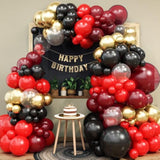 Maroon Gold Black Balloon Arch Red Burgundy Gold Garland for Party Decorations