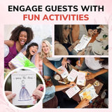 Hilarious Bridal Shower Games 25 Guests - Set Of 4 Wedding Shower Games For Reception, Fun Guess The Dress Bingo Game, Bridal Party Game For Bridal Shower Decorations (5"X7")
