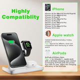 Magnetic 3 In 1 Wireless Charging Station For Magsafe Iphone 12-16 Series, Charging Station For Multiple Devices, Mag-Safe Wireless Charger Stand For Apple Watch 2-10 Series/Se/Ultra & Airpods 3/2/Pro