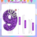 Purple Birthday Candle Crown Number 9 Candles Cake Candle,Purple Birthday Cake Topper Cupcake Decorations Party Decor For Girls And Women Anniversary Celebrations Supplies Favors