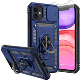 iPhone 11 6.1 Inch Case with Screen Protector Camera Cover Kickstand Blue