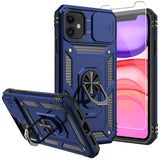 iPhone 11 6.1 Inch Case with Screen Protector Camera Cover Kickstand Blue