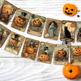 Vintage Halloween Banner Pumpkin Retro Hanging Garland Bunting Flag for Indoor Party Decor