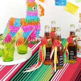 Disposable Plastic Mexican Serape Tablecloths, 54 X 108 Inch Mexican Striped Party Table Cover For Wedding Birthday Decorations Outdoor Indoor Party Supplies
