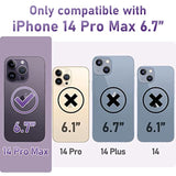 (3 In 1 For Iphone 14 Pro Max Case Flower, With Screen Protector/Camera Lens Protector Cute Floral Pattern Clear Glitter Sparkly Bling Slim Hard Back Cover 6.7" For Women Girls, Purple Floral