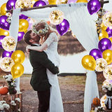 Luedou Purple Gold Balloon Garland Arch Kit, Pearl Gold Purple Confett
