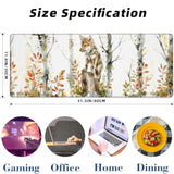 Cute Wolf Gaming Mouse Pad, Forest And Autumn Leaf Mousepads For Gaming Home Office Work, Extended Mats Computer Keyboard Laptop, 31.5×11.8 Inch Large Desk Mat With Non-Slip Rubber Base