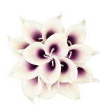Calla Lily Bridal Wedding Festival Decor Bouquet Real Touch Latex Flower Bouquet Pack Of 20 (Purple-White)