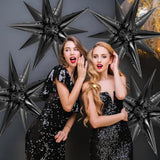72Pcs Black Star Balloons Foil Explosion & Cone Arch for Party Decorations Backdrops