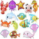 15Pcs Ocean Themed Party Decorations, Under The Sea Ornaments, Starfish Octopus Seahorse Lobster Cute Marine Balloons, Huge Marine Sea Balloon For Baby Shark Birthday Decorations