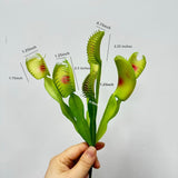 3 Stems 13" Green Artificial Venus Flytrap Plant Fake With 8 Flower Heads For Vase Bouquet And Home Outdoor Garden Wedding Festival Decoration,Halloween Decorations And Botanical Houseplant Displays