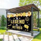 Retirement Party Decorations, Black Gold Retirement Banner For Men Women The Legend Has Retired Banner Happy Retirement Backdrop Party Supplies Sign