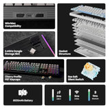 Th108 Full Size Mechanical Keyboard, Wireless Gaming Keyboard With 8000Mah Battery, Creamy Gasket, 108 Keys, Hot Swap, Custom Driver, Rgb Backlight (Black, Sea Salt Silent)