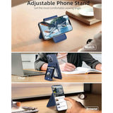 For Magsafe Wallet Stand With Airtag Holder, Strongest Magnetic Phone Wallet For 16/15/14/13/12 Series, Id Window, 4 Card Slots, 10 Cards Holder, Vegan Leather, Rfid Blocking, Navy Blue