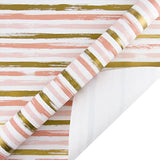 Pink Wrapping Paper, 17"x33' with Gold Lines for Birthdays & Showers