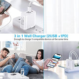 Usb C Charger 2Pack, 30W 3-Port Fast Type C Wall Charger Block With Pd 3.0 + 5V/2.4A Foldable Usb C Charging Block Plug Compatible For Iphone 14/13/Pro Max/Samsung Galaxy/Pixel 7-White
