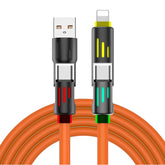 4-In-1 Usb Charging Cable,240W Multi Usb C Fast Charging Cable Combo Type C/Usb A/L Port For Iphone 16/15 14 13 Ipad Samsung Galaxy Macbook Ipad And More