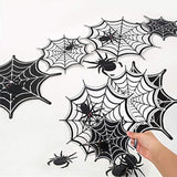 Spider Web Banner Garland Black Halloween Decorations Hanging Cobweb Spiderweb Haunted Mansion For Spooky Birthday Horror Home Office Classroom Mantle Fireplace Decor Party Supplies