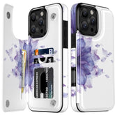 For Iphone 16 Pro Wallet Case - Flip Folio Leather Kickstand - Fashionable Flower Designs - Credit Card Holder - Protective Phone Cover For Women And Girls - 6.3" - Blooming Purple Flower