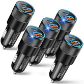 Usb C Car Charger, 5 Pack 38W Dual Ports Usb-C & Usb-A Cigarette Lighter Adapter Fast Charging Car Phone Charger For Iphone 16E 16 15 14 13, Samsung S24, Pixel Cargador Para Carro Phone Plug For Car