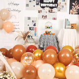 Brown Gold Balloon Set 50Pcs 12 Inch Tan White Metallic Confetti Fall Party Decor