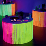 Glow In The Dark Party Supplies 4Pack 12Pcs Fluorescent Macaron Wavy Tinsel Foil Fringe Table Skirts Neon Party Decors Uv Backdrop Curtains Streamer Perfect Glow Party Decorations For Wedding Birthday
