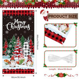 Christmas Door Cover Banner Backdrop Buffalo Plaid Christmas Tree Door Hanging Cover For Winter Holiday Photography Hanging Decorations Supplies, 71 X 35 Inch