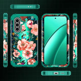 Galaxy A37 5G Case, Three Layer Heavy Duty Shockproof Protection Hard Plastic+Soft Silicone Full Body Drop Protective Case for Samsung Galaxy A37 5G 6.7 inch, Light Pink Flower