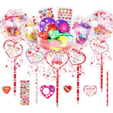 Valentine’S Day Gifts For Kids–28 Pack Giant Lollipop-Shaped Stationery Set With Heart Cards, Pencils, Stickers, Erasers & Ruler For Classroom Valentines Exchange And School Party Favors