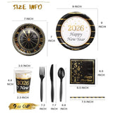 128-Piece New Year 2026 Party Set Serves 16 Includes Plates Napkins Cups Cutlery Straws