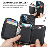 Crossbody Wallet Case For Iphone 13 Pro Max, Rfid Blocking Pu Leather Zipper Handbag Purse Flip Cover, Kickstand Folio Case With Card Slots Holder Wrist Strap Lanyard 5G 6.7 Inch (Black)