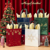16 Pack 10" Christmas Gift Bags Medium Size With Tissue Paper, Reusable Non-Woven Christmas Tote Bags With Handles, Perfect For Holiday Gift Wrap/Party Favor Supplies, 10.2" × 8.3" × 4"