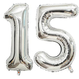 40" Silver Number Balloons – Giant “15” or “51” for 15th Birthday & Anniversary Party Decor