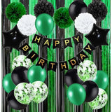 2 Pack 3.3Ft×8.2Ft Black Green Metal Tinsel Foil Fringe Curtains Backdrop Door Window Streamers Birthday St Patrick'S Day Halloween Bachelorette Graduation Hawaiian Jungle Party Decoration