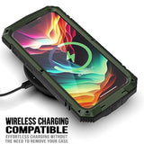 Compatible With Iphone 15 Pro Max Metal Case With Screen Protector Camera Protector Military Rugged Heavy Duty Shockproof Case With Metal Kickstand Full Body Tough Dustproof Case(Green)