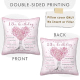 13 Year Old Girl Gifts Pillow Cover 18X18 Inch - 13Th Birthday Decorations/Gifts For Girls Pillowcase - Best Presents For 13 Year Old Girl Pillow Cover