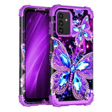 For Galaxy A13 5G Case,Glow In The Dark Three Layer Heavy Duty Shockproof Full Body Hard Plastic Bumper+Soft Silicone Protective Case For Samsung Galaxy A13 5G,Amaranth Dark