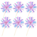 30 Pcs Foil Firework Cupcake Toppers Sparkle Tinsel Cupcake Picks Happy Birthday Cake Toppers Drink Stirrers Cocktail Food Fruit Toothpicks For Baby Shower Birthday Party Decorations Supplies Purple