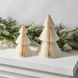 Honeycomb Paper Christmas Tree Decor, 2 Pack, 6 & 8 in, White