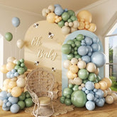 146pcs Dusty Blue Green Balloon Garland Kit Pastel Blue Sage Nude White Balloons