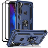 Motorola Moto G Stylus/Pro 2020 Edition Phone Case with Tempered Glass Screen Protectors and Ring Kickstand Car Mount Shockproof Cover, Blue