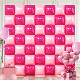 50Pcs Hot Magenta Pink Square Foil Balloon Wall, Double Sided Metallic Pink Garland Kit, Reusable Diy Mylar Balloon Arch For Anniversary Bachelorette Birthday Engagement Bridal Baby Shower Party Decor